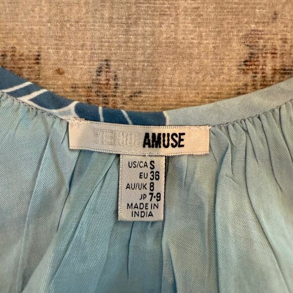 Amuse Society Blue Floral Mini Swing Scoop Neck Cover-up Dress NEW Small-Boho - Picture 5 of 6